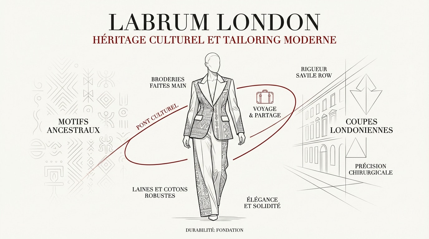 Tailoring moderne et héritage ouest-africain au défilé Labrum London