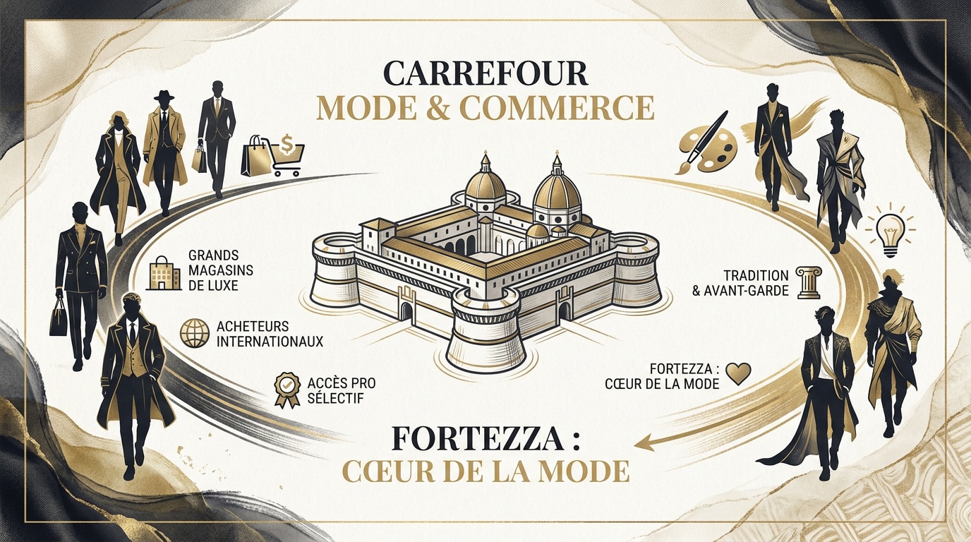Vue de la Fortezza da Basso accueillant les professionnels au Pitti Uomo