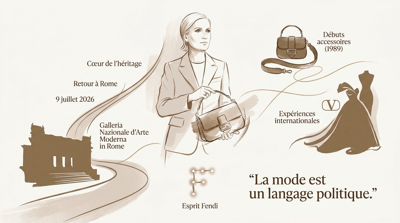 Maria Grazia Chiuri lors de l'annonce de son retour chez Fendi à Rome