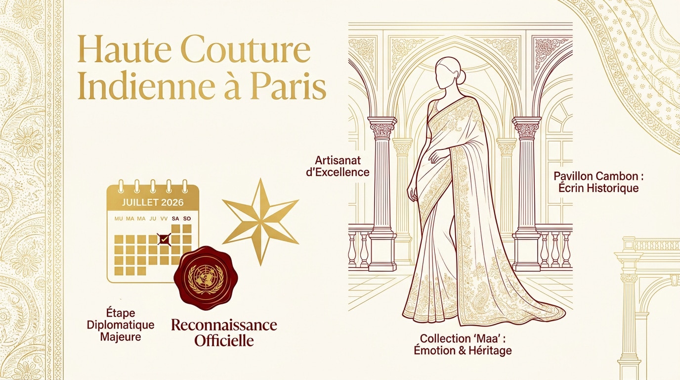 Défilé haute couture de Manish Malhotra présentant des broderies traditionnelles indiennes à Paris