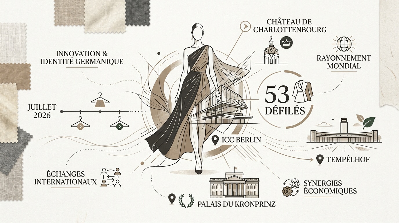 Défilé de mode contemporaine à l'ICC Berlin illustrant l'innovation et la stratégie de la Berlin Fashion Week